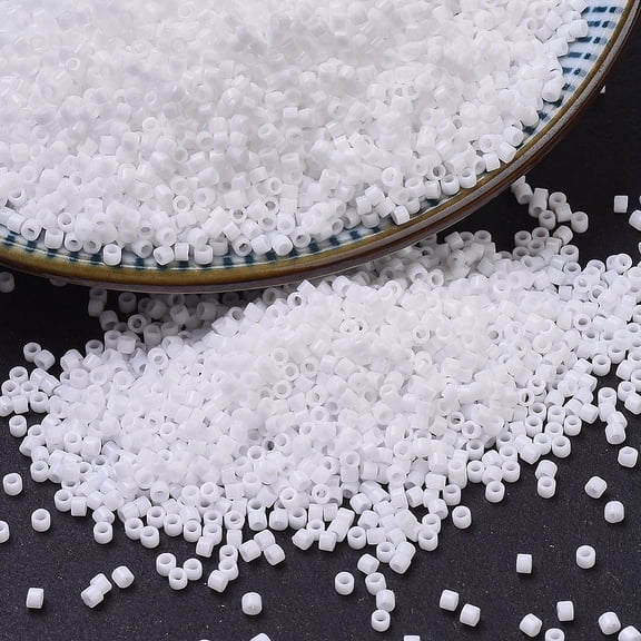 MIYUKI Delica Beads Cylinder Japanese Seed Beads 11/0 (DB0200) Opaque White 1.3x1.6mm Hole: 0.8mm 2000pcs/10g