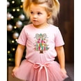 thumbnail image 3 of Faux Glitter Colorful Painted Christmas Tree with Dalmatian Bow Shirt for Women Teens and Girls Pink Shirt Youth Small, 3 of 5