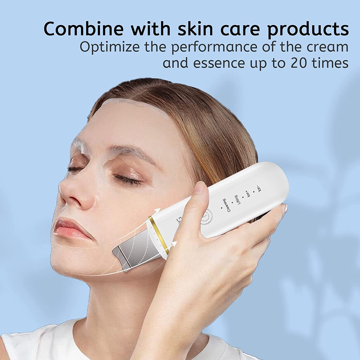 Skin Scrubber, Face Spatula Pore Cleaner Blackhead Remover Tools for Facial Deep Cleansing-4 Modes,White