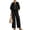 29# Black, variant on Women’s 2 Piece Cotton Linen Set, Half Sleeve Zipper Top and Wide Leg Pants 2026 Casual ummer Matching Outfit White XL
