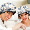 thumbnail image 6 of Shower Caps,Anchor and Bulldog Dog Waterproof Shower Cap for Women 4 Pieces,Double Reusable Hair Cover for Shower PEVA Elastic Stretch Hem, 6 of 7