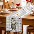 thumbnail image 5 of Grey Plaid Groundhog Table Runner 108 Inches, Spring Floral Butterfly Botanical Bed Runner Dresser Scarves Tabletop for Indoor Outdoor Parties/Ceremony/Banquet, 13"x 108", 5 of 8