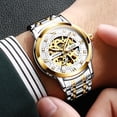 thumbnail image 5 of OLEVS Skeleton Watches for Mens Automatic Mechanical self Winding Diamond Luxury Business Dress Stainless Steel Waterproof Luminous Mens Wrist Watches Reloj Para Hombre Blue/White/Black/Gold Dial, 5 of 12