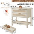 thumbnail image 2 of Leyaoyao Boho Nightstands, 31.5"W Rattan Bedside Tables with 2 Drawers, Large End Table for Narrow Spaces, Bedroom Living Room Hallway, Grey White, 2 of 9