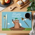 thumbnail image 2 of Happy Groundhog Day Placemats Set of 12 Cartoon Ground Hog Hole Blue Sky Country Place Mats Indoor Wipeable Table Mats Washable Dining Table Placemats for Kitchen Holiday Party Home Decor 13x19 Inch, 2 of 9