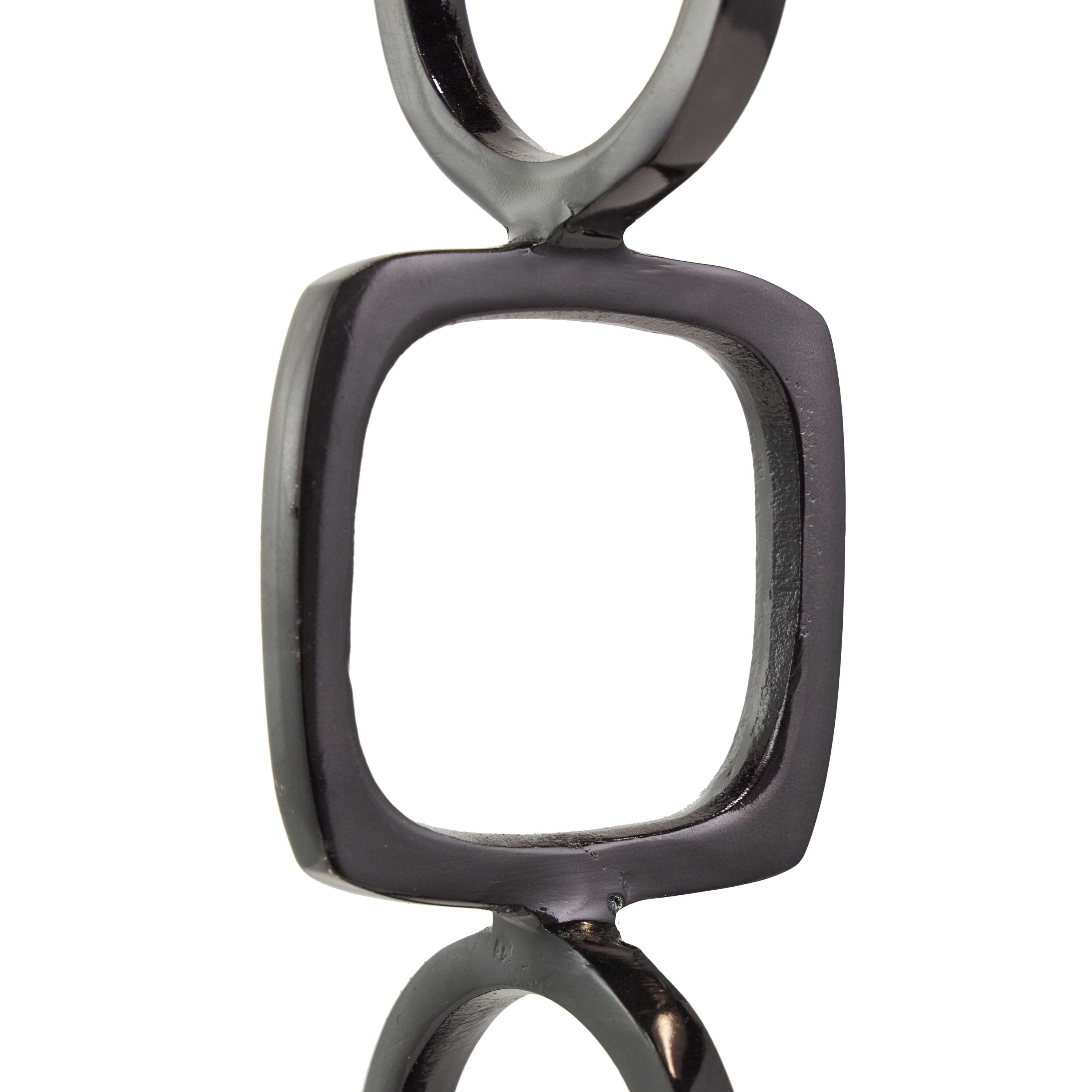 28", 19"H Black Aluminum Stacked Geometric Rings Abstract Sculpture with Marble Bases, by DecMode (2 Count)