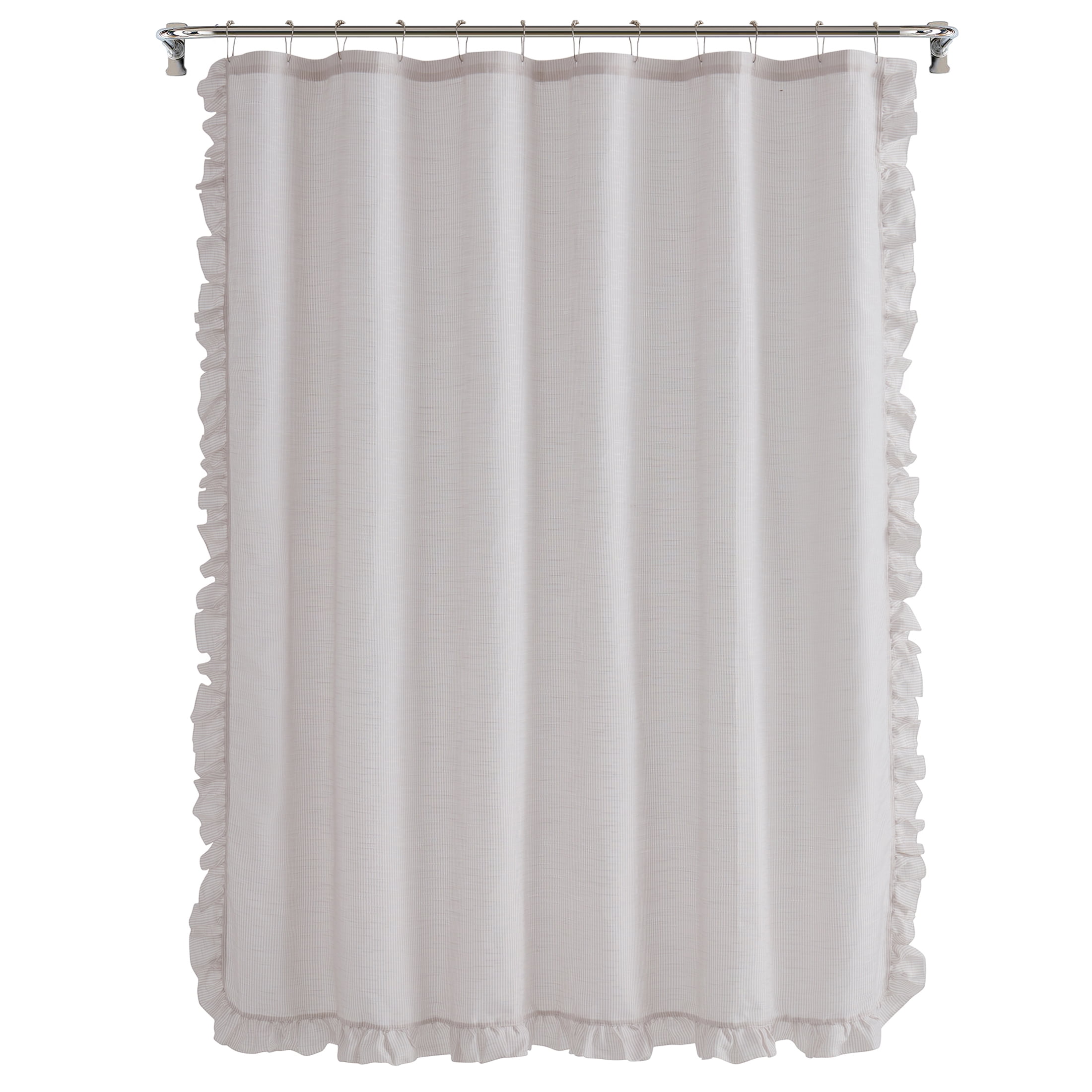 My Texas House Lancaster Camel Chambray Ruffle Polyester Shower Curtain, 72' x 72'