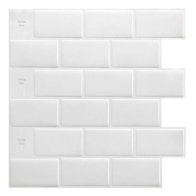 Injueey Adhesivo para Azulejo de Pared Papel Tapiz de Plástico de Ladrillo 3D Blanco HA002477-03