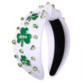 thumbnail image 1 of Boderier Diadema del día de San Patricio, diadema de trébol irlandés verde, accesorios anudados para fiestas navideñas con cristales (trébol irlandés), 1 of 2