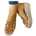 thumbnail image 3 of Heiheiup Pantoufles à Plateforme à Talons Compensés à Perles, à Porter à l'Extérieur, à Plateforme, 3 of 3