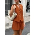 thumbnail image 3 of PRETTYGARDEN Women's Summer 2 Piece Outfits Sleeveless Matching Sets Button Down V Neck Vest Waistcoat and Pockets Shorts, 3 of 8