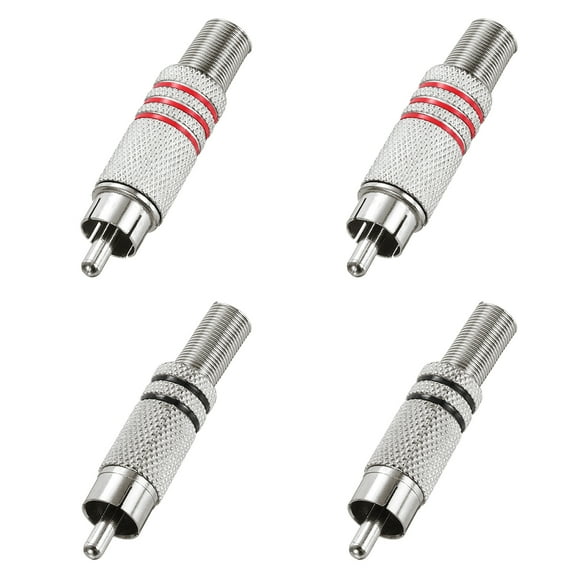 4Pcs RCA to Speaker Wire Connector, RCA Solder Male Silver Plated Stereo Audio Connector Adapter 6.3MM Jack Plug