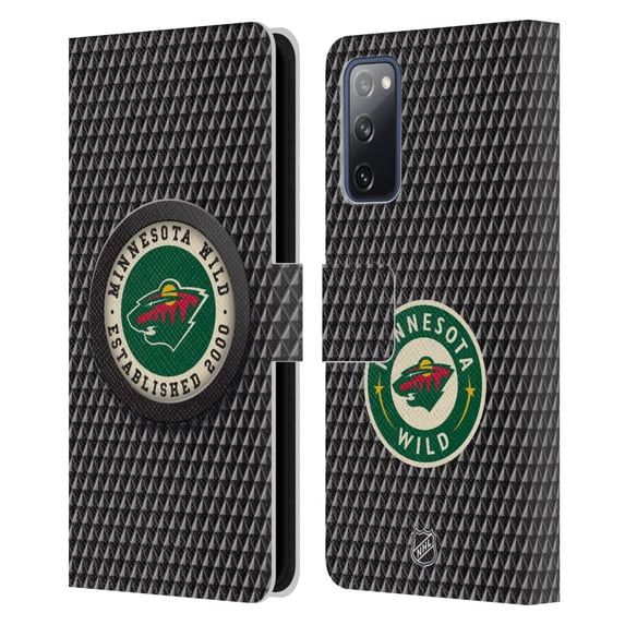 Head Case Designs Officially Licensed NHL Minnesota Wild Puck Texture Leather Book Wallet Case Cover Compatible with Samsung Galaxy S20 FE / 5G
