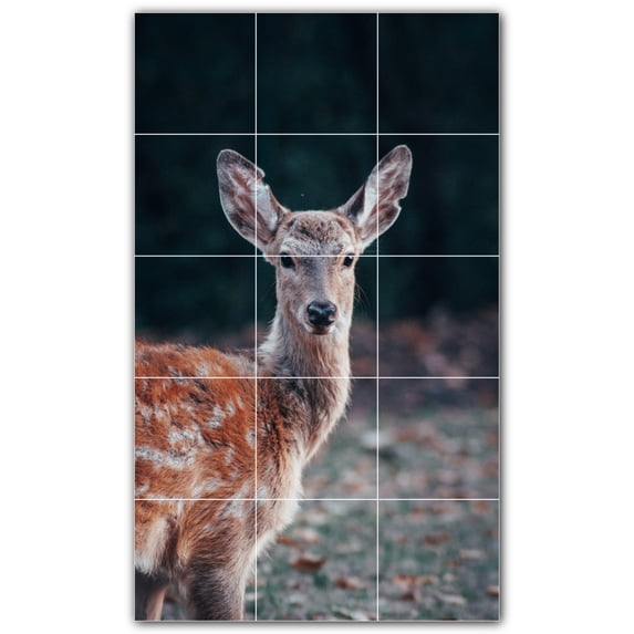 Picture-Tiles.com: Deer Ceramic Tile Wall Mural WAL500432-35XL. 36"W x 60"H using (15) 12" x 12" Ceramic Tiles-Satin Finish