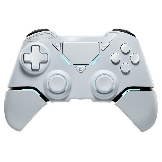 UHM Control Inalámbrico para P4/Pro/Slim/PC, Joystick Remoto Gamepad Bluetooth con Luz Led/doble Choque/touchpad/jack para Auriculares Estéreo/movimiento de Seis Ejes/programable/turbo, Tecnología Blanco