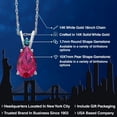 thumbnail image 2 of Gem Stone King 14K White Gold Red Created Ruby and Blue Diamond Pendant Necklace for Women | 2.24 Cttw | Gemstone July Birthstone | Pear Shape 10X7MM | With 18 inch Chain, 2 of 6