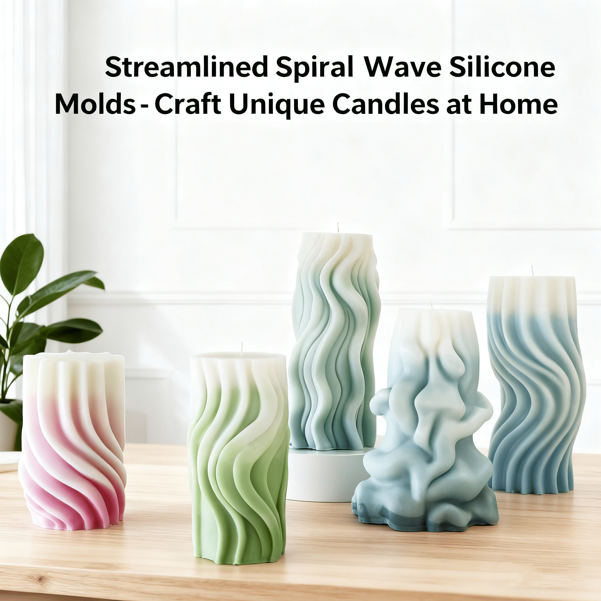 JDH 2PCS Streamlined Spiral Wave Silicone Molds 3D Candle Homemade Aromatherapy Casting Resin Molds for Polymer Clay Craft Soap Flower Specimen Home Decor