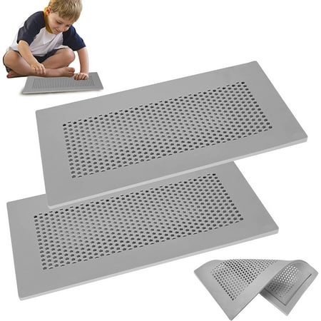 

2Pcs Kids Proofing Vent Cover for Home Floor Child Proofing Ventilation Stop Creepy Crawlies Soft Silicone Child Proof Floor Air Vent Cover Fits Floor Registers 4x10” (Grey)