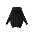 thumbnail image 6 of Women'S Solid Color Long-Sleeved V-Neck Hooded Jacket Casual Loose Plush Buttonless Jacket Black XXL, 6 of 7