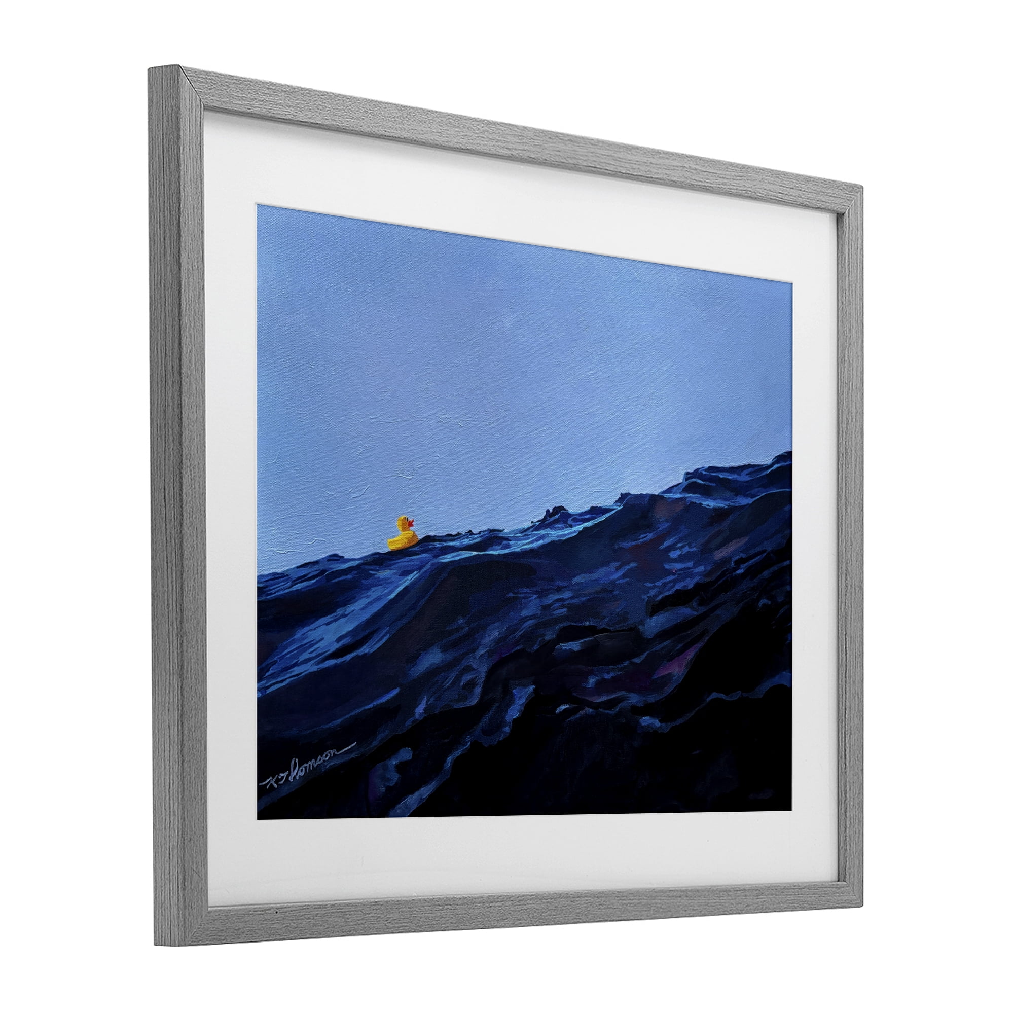You're The One Duck Gray Framed Print Under Glass, design by Keith Thomson
