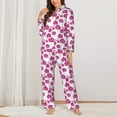 thumbnail image 2 of KLL Orchids Flowers Print Women's Long Sleeve Pajamas with Pants Sleepwear Loungewear 2 Set-Medium, 2 of 7