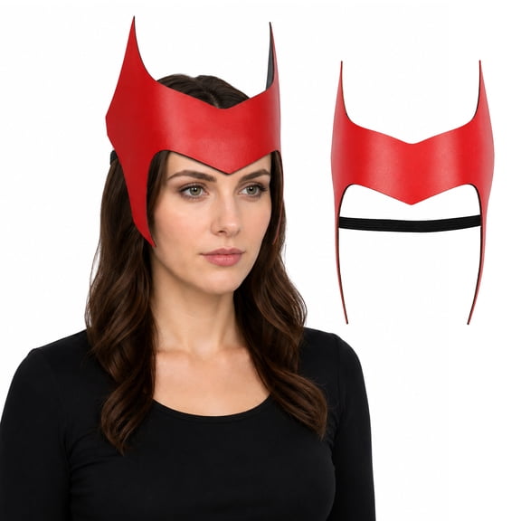 BUXULYP PU Leather Witch Headwear for Adults, Crown Cosplay Costume Mask with Elastic Strap for Halloween Cosplay Party Masquerade