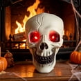 thumbnail image 6 of Halloween Savings Halloween Plastic Skull Decor Statue 2 Styles LED Glowing Red Eyes No Light Skeleton Head Figurine Spooky Tabletop Ornament for Home Gothic Decor Halloween Decor Indoor Outdoor, 6 of 8