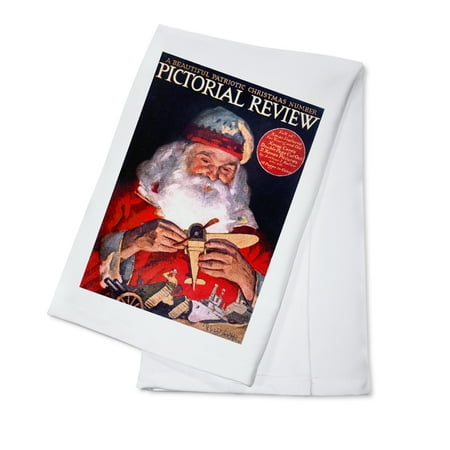 Beautiful Christmas Dishes Pictorial Review - Beautiful Patriotic Christmas Number Vintage Poster (artist: Keller) USA c. 1918 (100% Cotton Kitchen Towel) ()