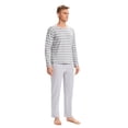 thumbnail image 2 of MintLimit Mens Pajamas Classic Stripe Top with Pure Pants Men's Cotton Sleepwear Pajamas Set Long Pjs Sets Collection Men Plus Size Gray XL, 2 of 5