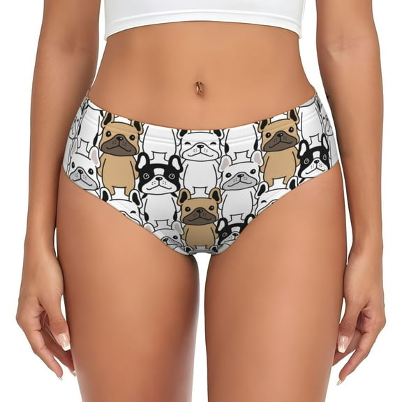 Womens Underwear - French Bulldog 2 No Show Seamless Underwear for Women, Stretch Women's Panties, Hipster Soft Comfort Ladies Panties Bikini Underwear Briefs