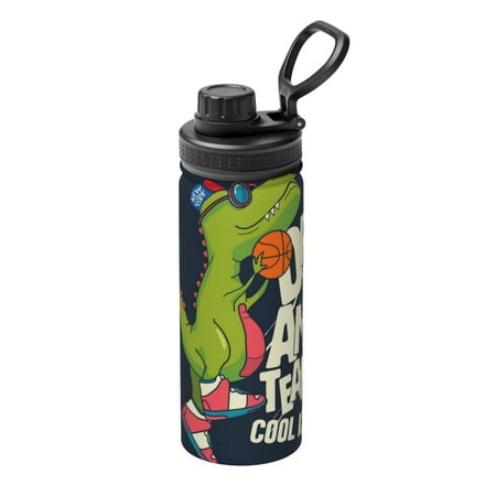 

Tebeau Dinosaur Basketball Player Print Water Bottle 18oz Sports Insulated Kettle Stainless Steel Outdoor Drinking Bottles Fashion Travel Cup