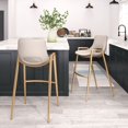 thumbnail image 2 of Desi Barstool Beige & Gold Barstool, Modern Style, Plush and durable faux leather fabric, Plywood, Indoor Bar, 2 of 9