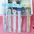 thumbnail image 2 of 6 Piece Kawaii Stationery Cartoon Drawing Kitten Straight Plastic Ruler E, 2 of 6