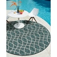 thumbnail image 2 of Unique Loom Outdoor Trellis Collection Area Rug - Gitter (10' Round Teal/Ivory), 2 of 9