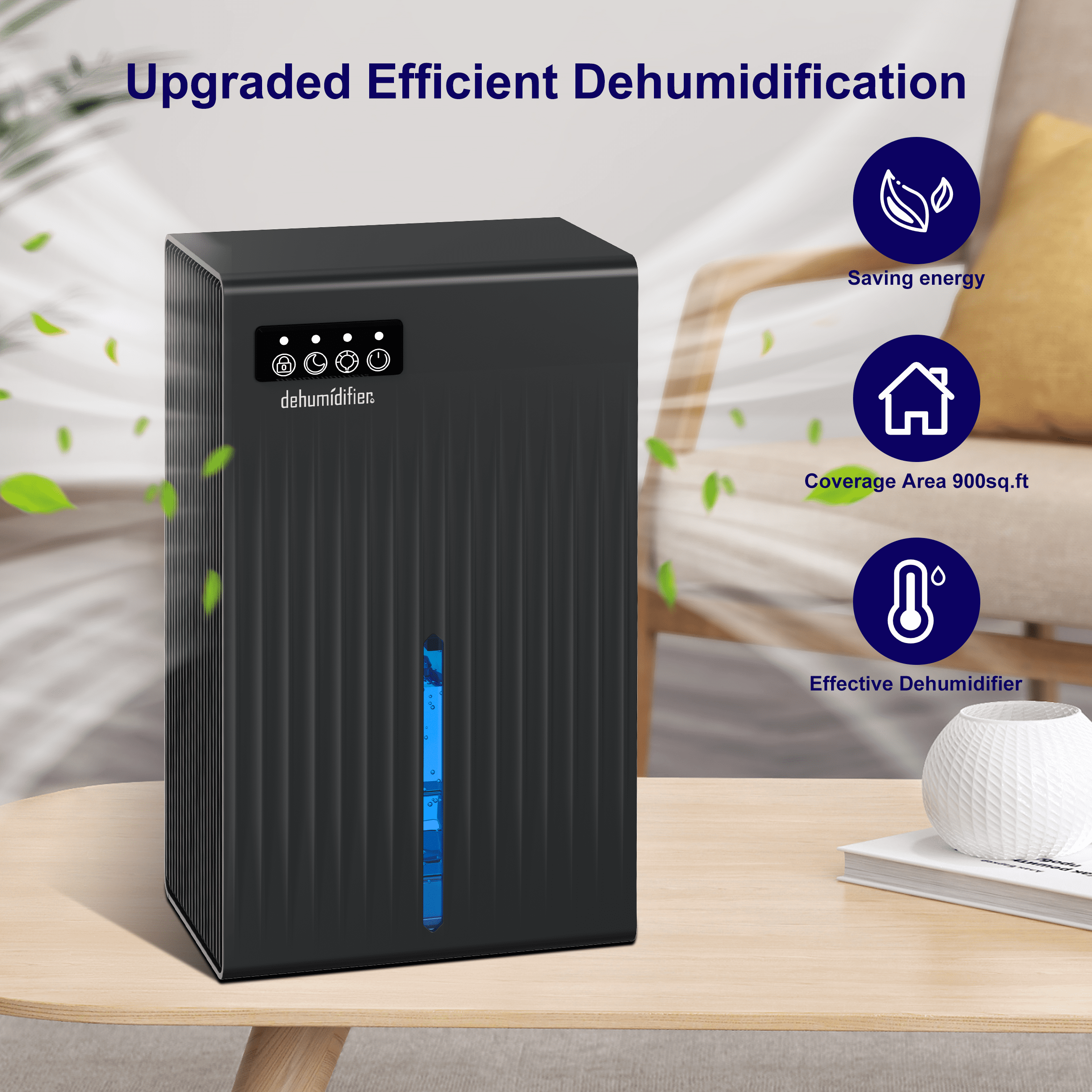 Cobectal 1000ml Ultra Quiet Dehumidifier with Auto Shut Off, Sleep Mode, 900 sq ft Coverage, 7-Color LED Light