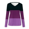 thumbnail image 4 of Womens Long Sleeve V Neck Soft T Shirts Plain Tunic Casual Loose Fit Tops Spring Basic Tees (X-Large, Purple 02), 4 of 5