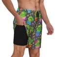 thumbnail image 2 of Yiaed Cactus In Pots Print Mens Swim Trunks Bathing Suit Compression Liner Beach Swim Shorts Swimwear Quick Dry Zipper Pocket No-Chafing Board Short-Large, 2 of 6