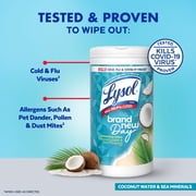 Lysol Disinfecting Wipes, All Purpose Cleaner, Multi Surface Antibacterial Cleaning Wipes, Cleaning Supplies, Coconut & Sea Minerals Scent, 80 Count