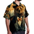 thumbnail image 2 of Vintage Bear Men's Short Sleeve Spread Collar Beach Shirts Casual Printed Button Down Unisex Summer Tops, 2 of 6