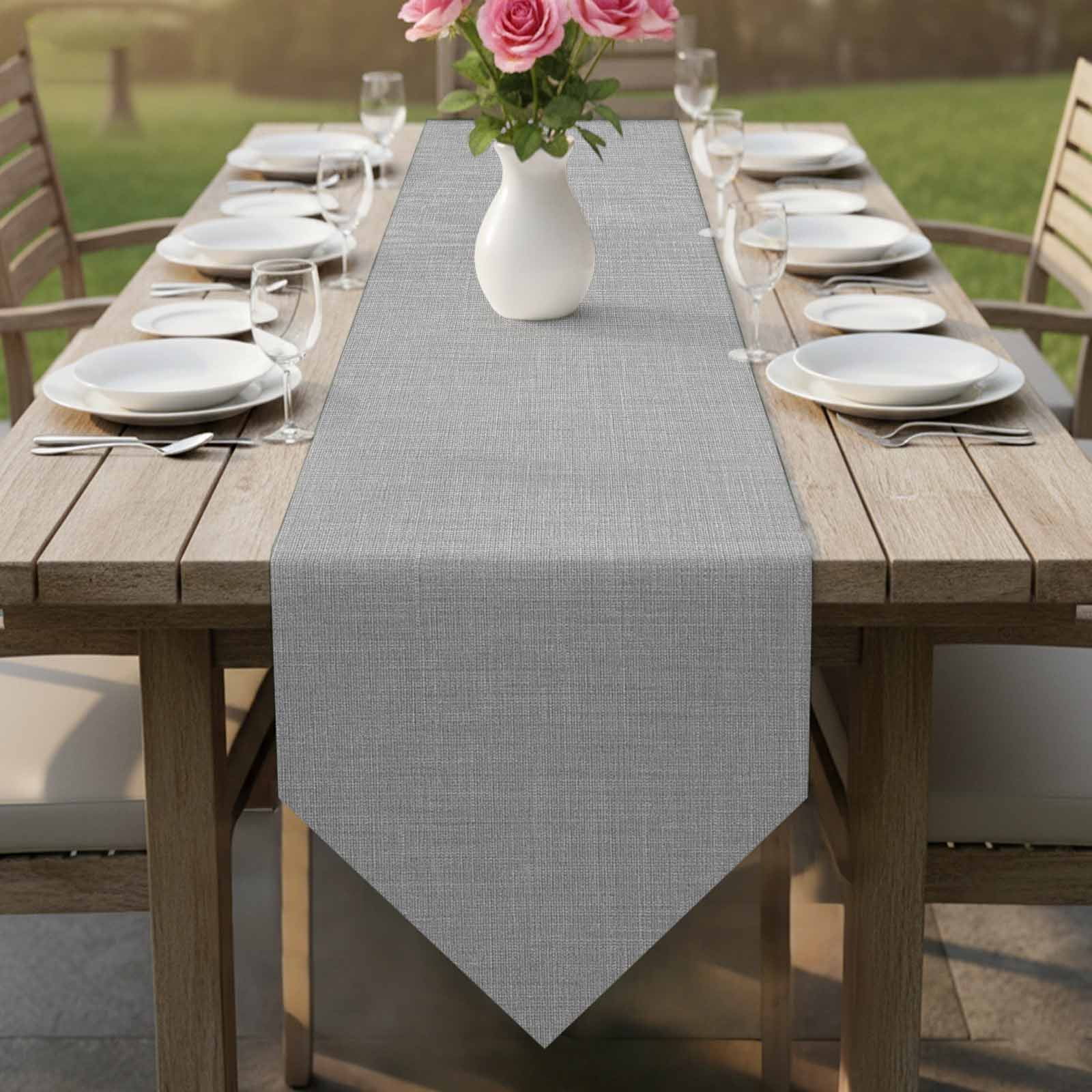 Grey Burlap Texture Table Runner Linen Burlap Table Runner 36 Inches Small Farmhouse Vintage Gray Dresser Scarves for Kitchen Island Coffee Dining Room Party Wedding Holiday Decoration 13"x36"