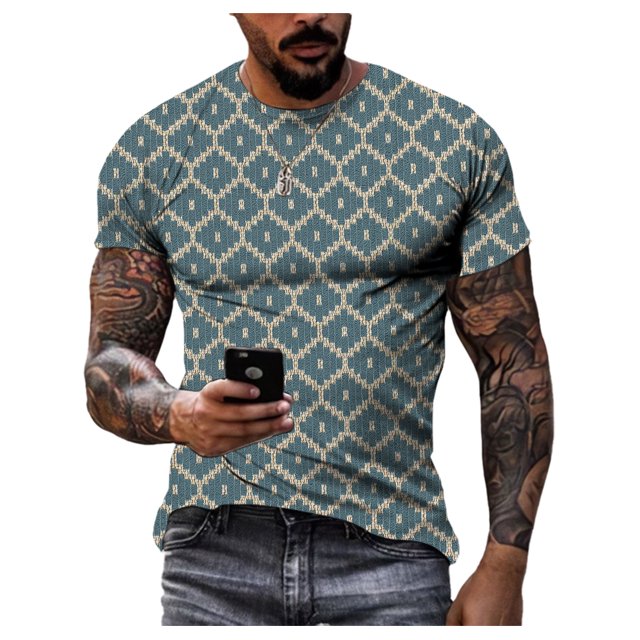 Nouveau T-Shirt d'Été Mode Personnalité Impression 3D pour Hommes Manches Courtes Décontracté Confortable Classique Rétro Col Rond Grande Taille