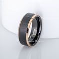 thumbnail image 4 of 2-Tone Tungsten Wedding Ring - Band for Mens & Womens- 8mm Beveled Edge Tungsten Ring - Black & Rose Gold Comfort Fit Tungsten Band, 4 of 5
