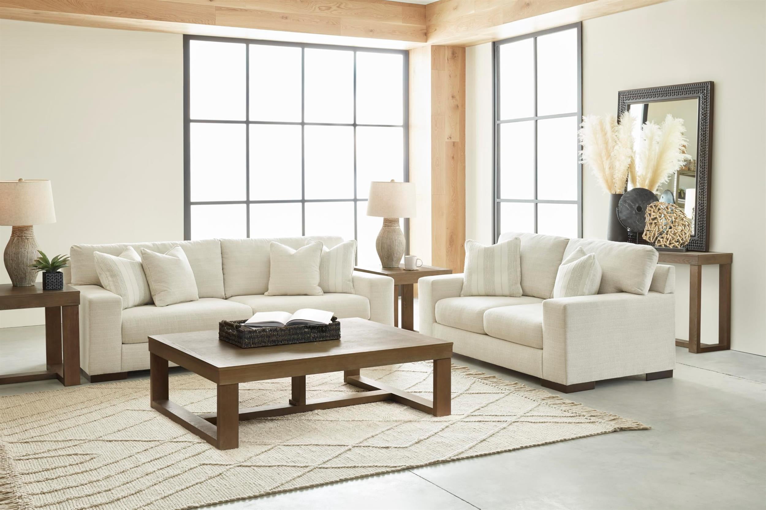 Signature Design by Ashley Maggie Birch Loveseat with Decorative Accent Pillows