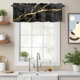 thumbnail image 2 of Valance Curtains for Windows Black Marble Kitchen Curtians Window Treatment Golden Ripple Topper Curtain Rod Pocket Valances for Kitchen Bathroom Living Room 54x18in, 2 of 9