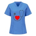 thumbnail image 1 of Hauts d'Été pour Femmes 2023 Hauts à Manches Courtes Col en V Uniforme de Travail Infirmier T-shirts, 1 of 6