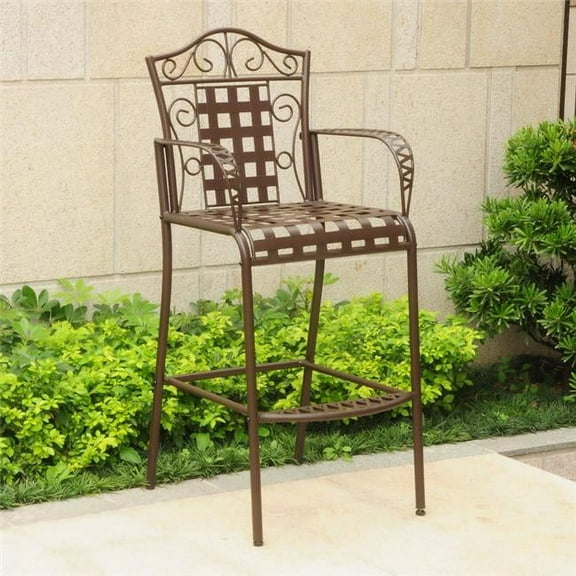 Mandalay Iron Bar Height Chair, Rustic Brown - Set of 2