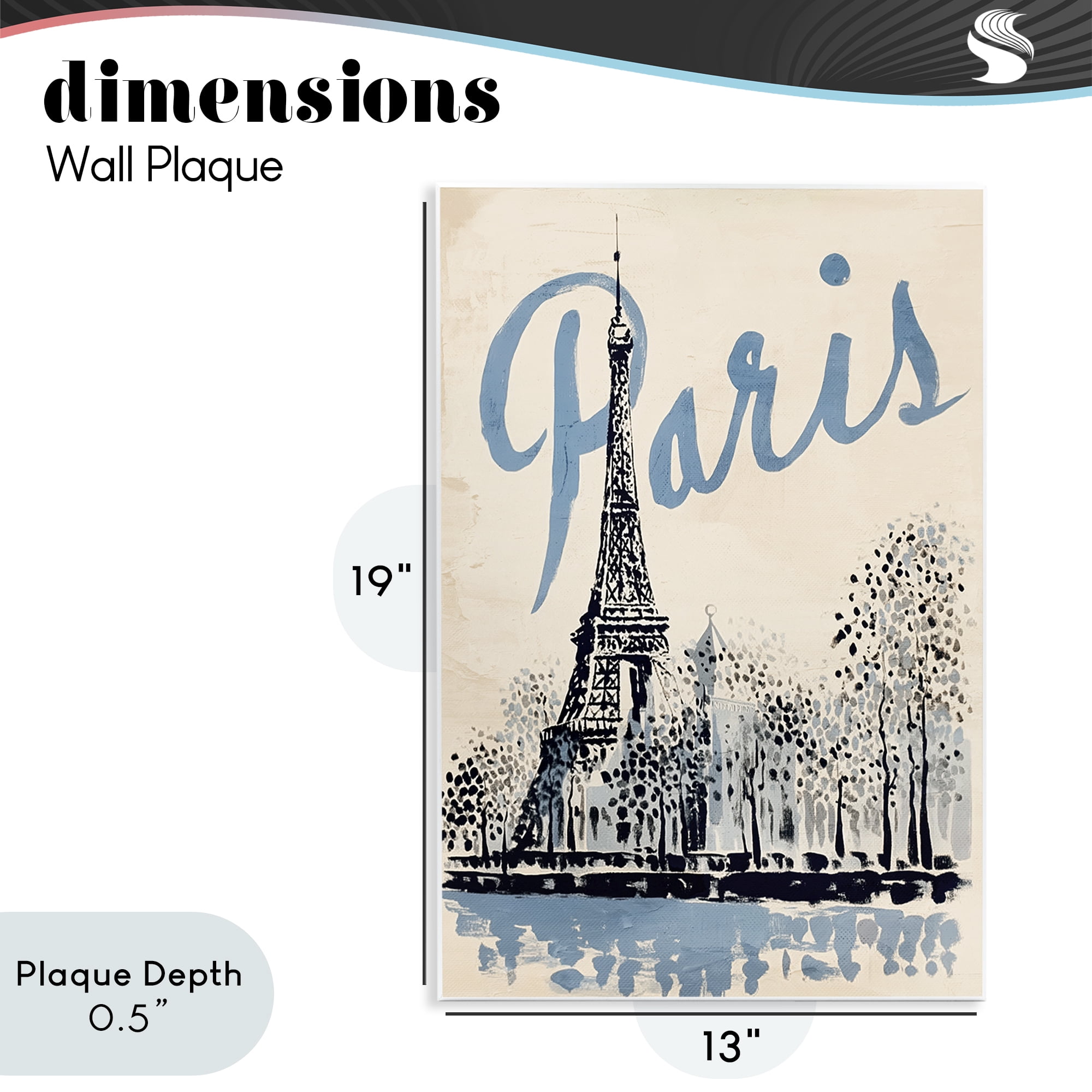 Stupell Industries Blue & Beige Paris Travel Wall Plaque Art, design by Annabelle Hall