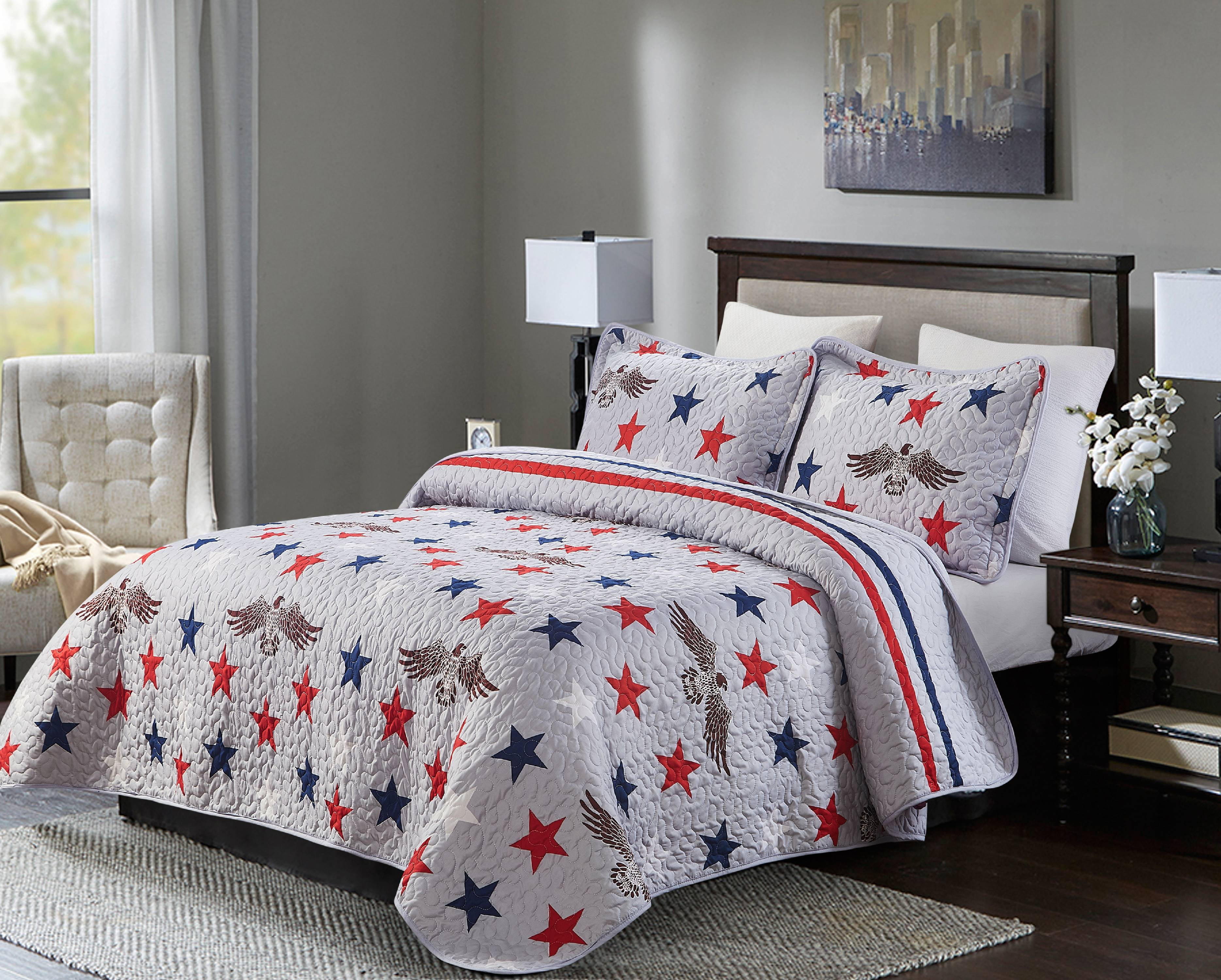2 piece Patriotic Oversized Twin Quilt Set America The Beautiful