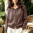 thumbnail image 2 of Vynhevius Women's Hooded Cardigan Sweater Solid Knit Button Down Loose Fit Soft Casual Daily Wear Tops, 2 of 5