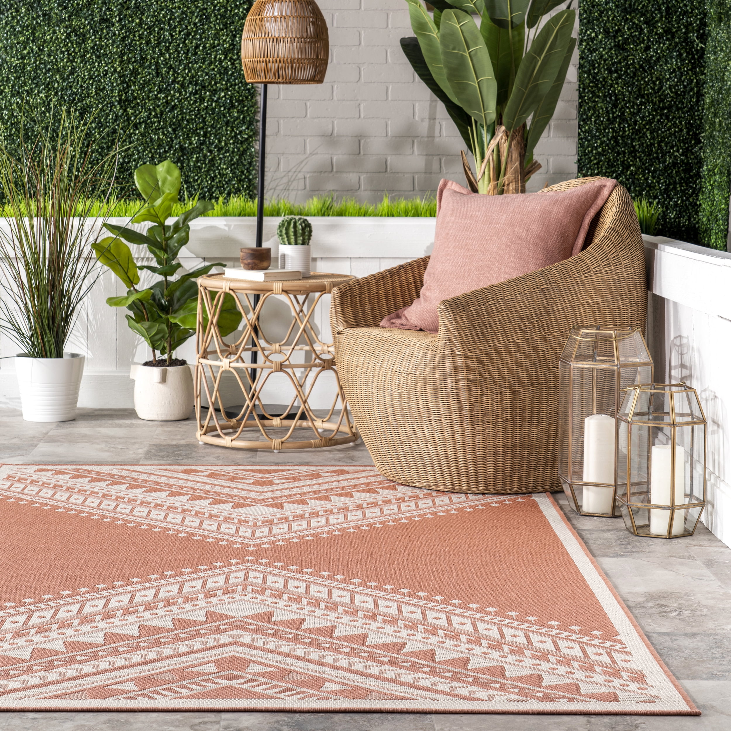 nuLOOM Landry Aztec Indoor/Outdoor Coral 8' x 10' Southwestern Area Rug